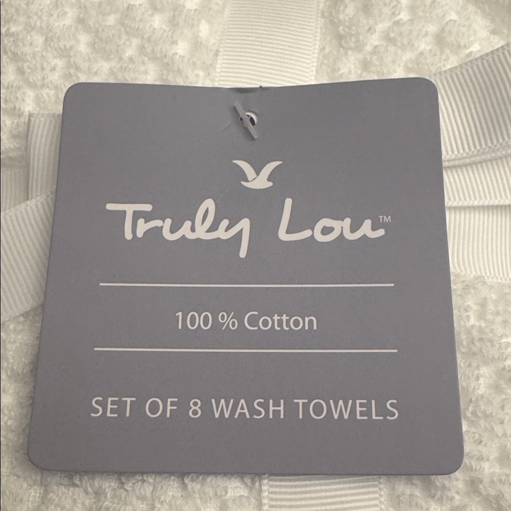 8pc TRULY LOU 100% Cotton Bath Wash Towel Set- LG Pique -White/Yellow/Cabanablue - Picture 4 of 6